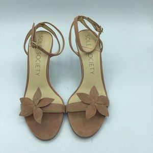 Sole Society Sandal Pink Nude Leather  Strap 10 M